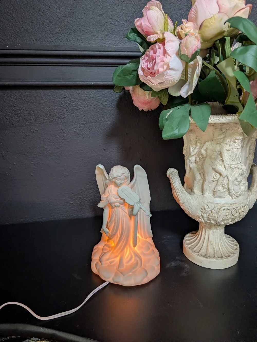 Vintage Porcelain Angel Playing Instrument Night Light table decor 9